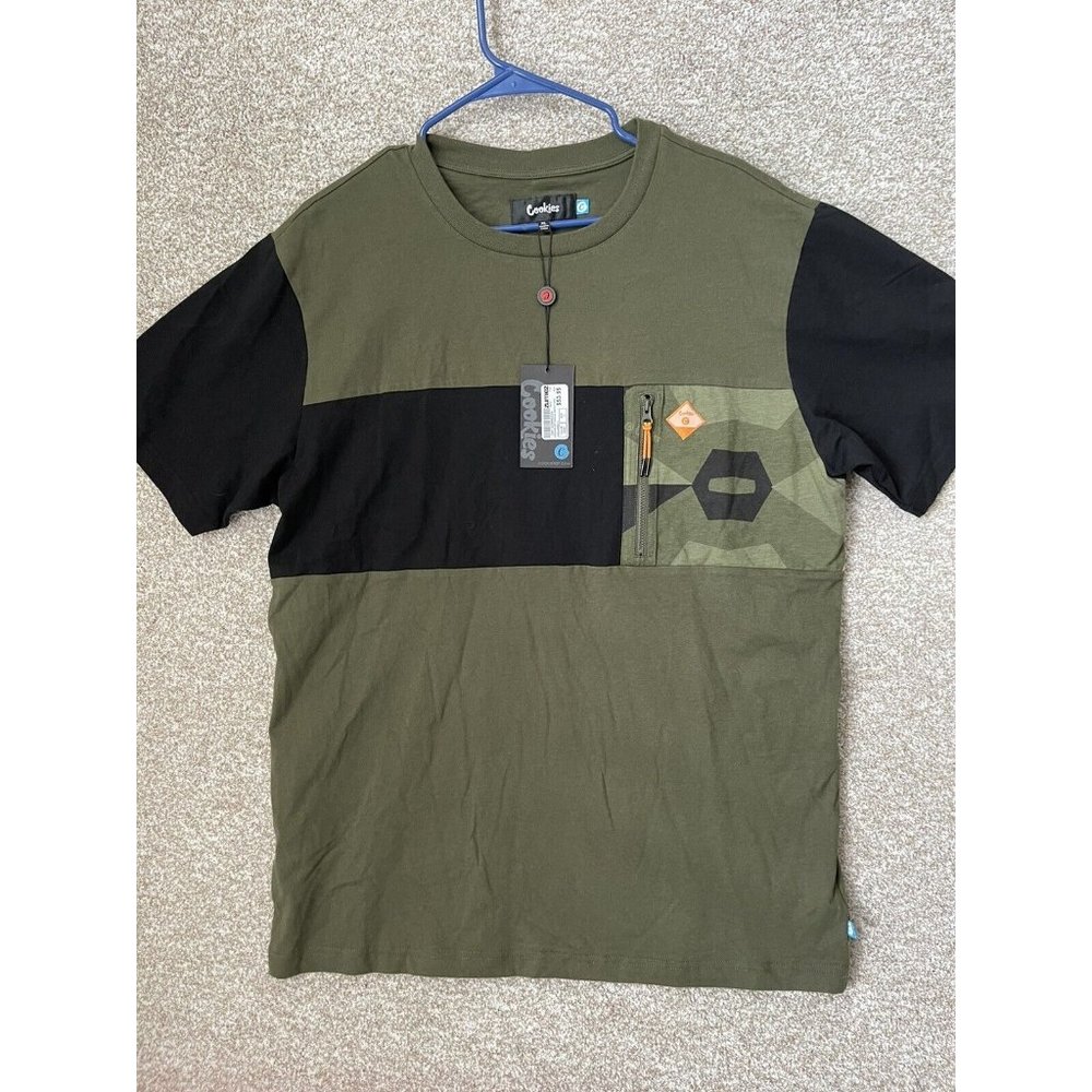 Cookies Men’s Botanical SS Knit Green Pocket Zip Shirt XL *flaw